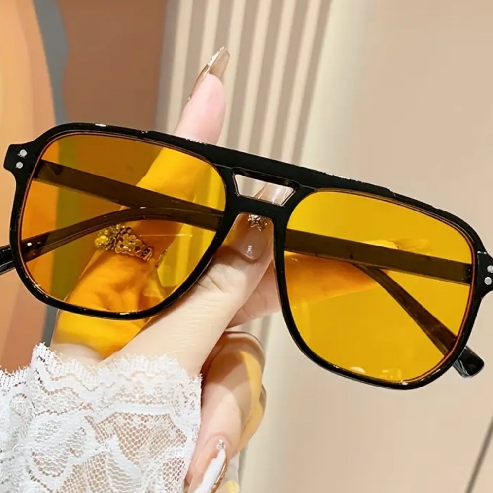 Yellow Lens Unisex Stylish One-piece Sunglasses